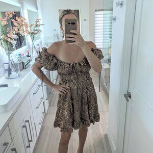 En Saison Sequin- Embellished Mini-Dress, Brown/Copper/Gold, Sparkly
